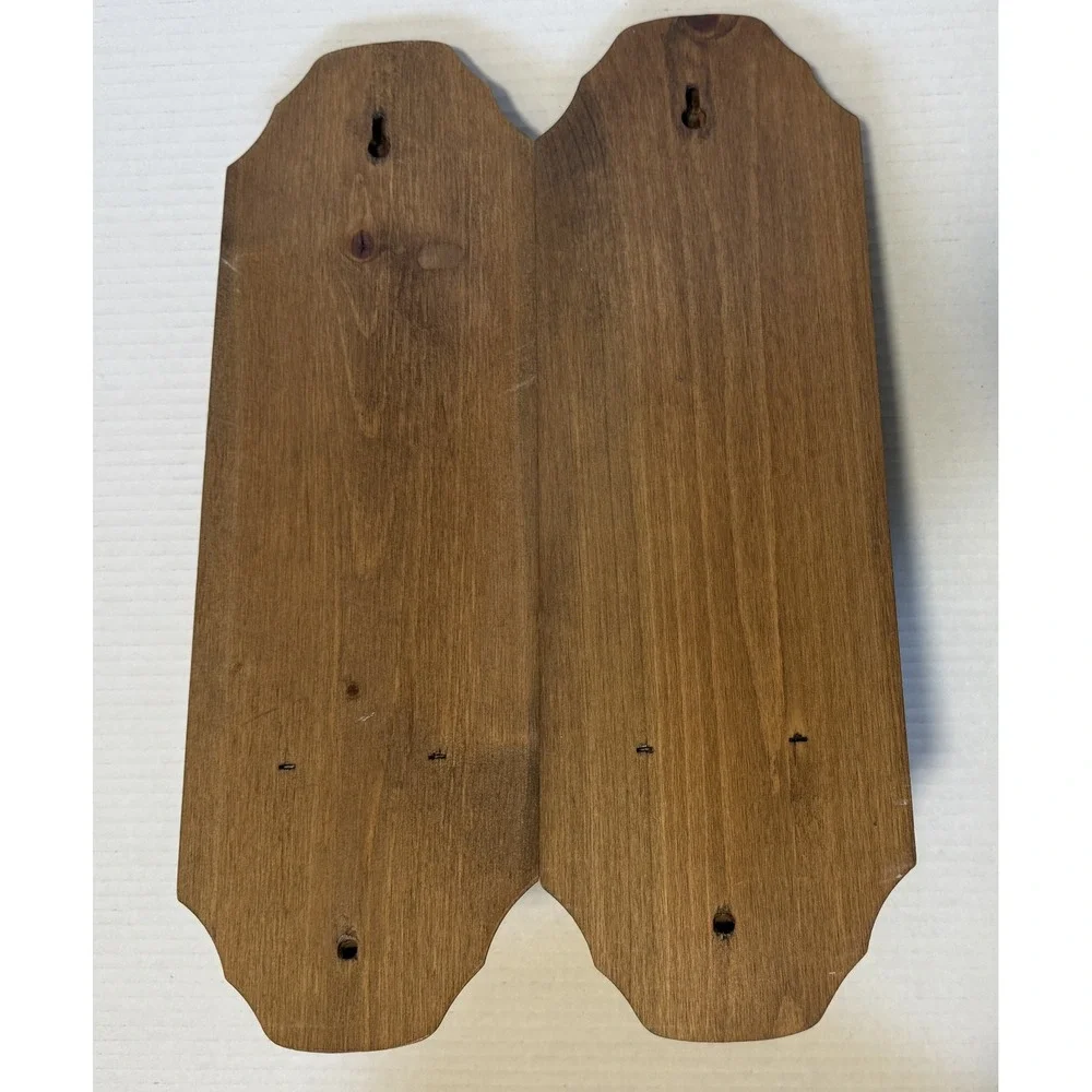 Vintage MCM Wood Glass Candle Holder Wall Sconce - Size 15 x 5